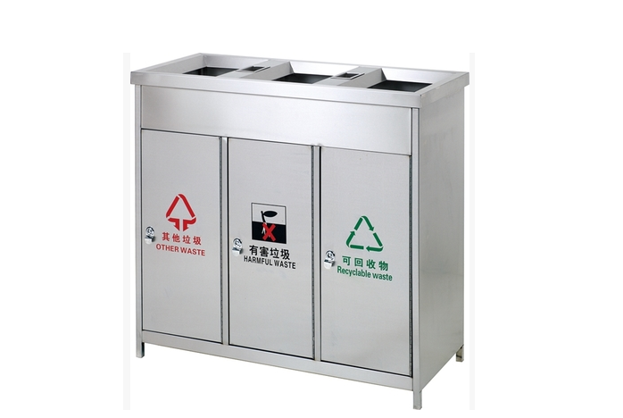 不銹鋼三分類垃圾桶物業(yè)垃圾桶A223
